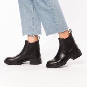 Coach Lyden Black Leather Booties Lug Sole Chelsea Ankle Boot Minimalist Utility